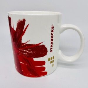 Starbucks Red Star Burst Holiday Flower Fireworks Coffee Mug Tea Cup 2014